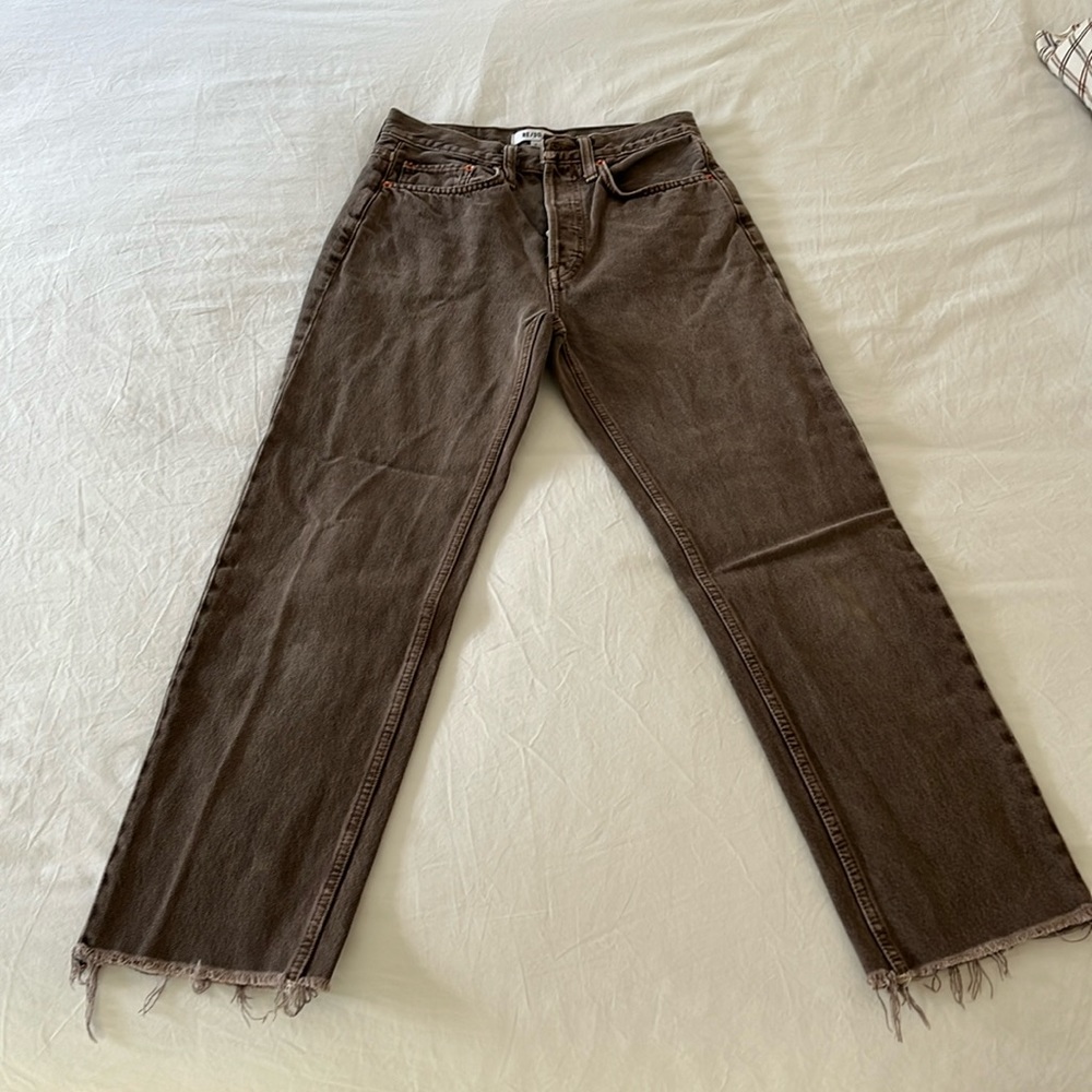RE/DONE Brown 70’s Stove Pipe denim Size 25